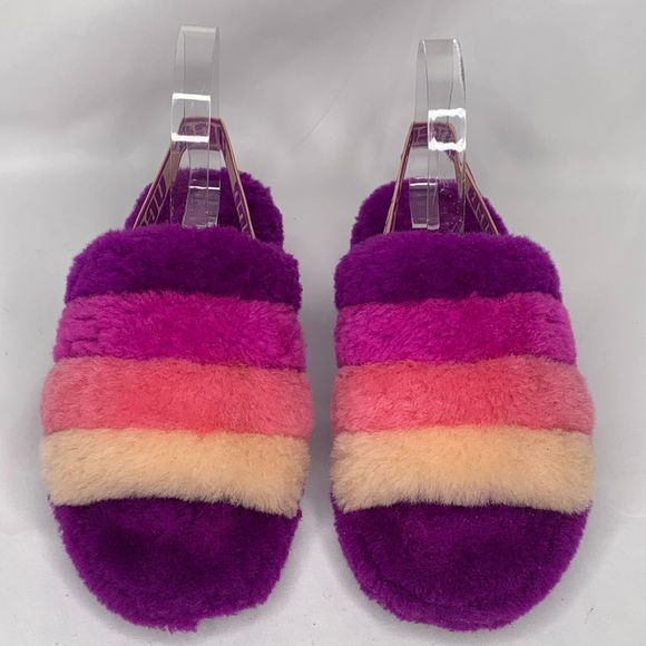 UGG Shearling Slingback Sandals Fluff Yeah Slides Multi Color Summer Spring 6 - Picture 4 of 12